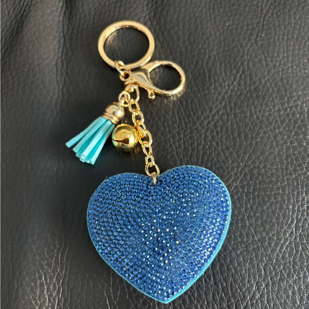 Blue Heart Bag Charm Keychain - Picture 3 of 5